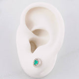 Stud Earrings Scepter Emerald 24pts 1.35g / in / 7mm Silver 950