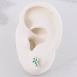 Stud Earrings Cross Dense Emeralds 19pts 0.95g / in / 6.6mm Silver 950