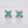 Stud Earrings Flower Emeralds 50pts 1.9g / in / 7.8mm Silver 950