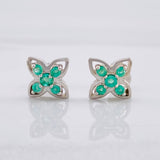 Stud Earrings Flower Emeralds 50pts 1.9g / in / 7.8mm Silver 950