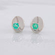 Stud Earrings Coffee Bean Emerald 30pts 1.6g / in / 7 mm Silver 950