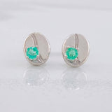 Stud Earrings Coffee Bean Emerald 30pts 1.6g / in / 7 mm Silver 950