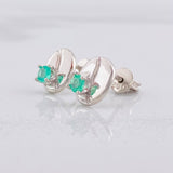 Stud Earrings Coffee Bean Emerald 30pts 1.6g / in / 7 mm Silver 950