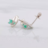 Stud Earrings Coffee Bean Emerald 30pts 1.6g / in / 7 mm Silver 950