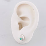 Stud Earrings Coffee Bean Emerald 30pts 1.6g / in / 7 mm Silver 950