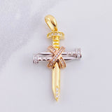 Pendant Penitence Nail Cross 5.1g / 1 1/2 in Three Golds 18K