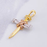 Pendant Penitence Nail Cross 5.1g / 1 1/2 in Three Golds 18K