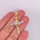 Pendant Penitence Nail Cross 5.1g / 1 1/2 in Three Golds 18K