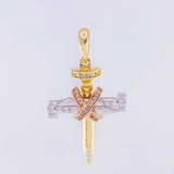 Pendant Penitence Nail Cross 5.1g / 1 1/2 in Three Golds 18K