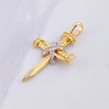 Pendant Penitence Nail Cross 4.75g / 1 1/2 in Two-Tone Yellow White Gold 18K