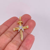 Pendant Penitence Nail Cross 4.75g / 1 1/2 in Two-Tone Yellow White Gold 18K