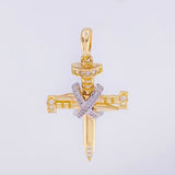 Pendant Penitence Nail Cross 4.75g / 1 1/2 in Two-Tone Yellow White Gold 18K