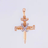 Pendant Cross Nail Penitence 4.8g / 1 1/2 in Two-Tone White and Rose Gold 18K