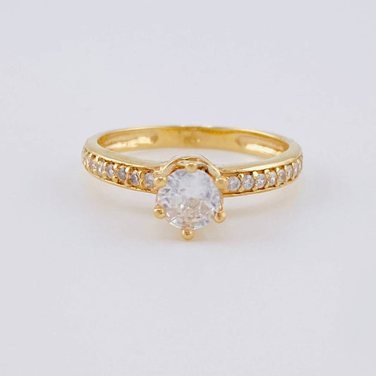 Solitaire Ring Six Prongs 2.6 g / T6 3/4 Yellow Gold 18K