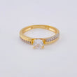 Solitaire Ring with Interlaced Lines 2.3 g / T6 1/2 Yellow Gold 18K