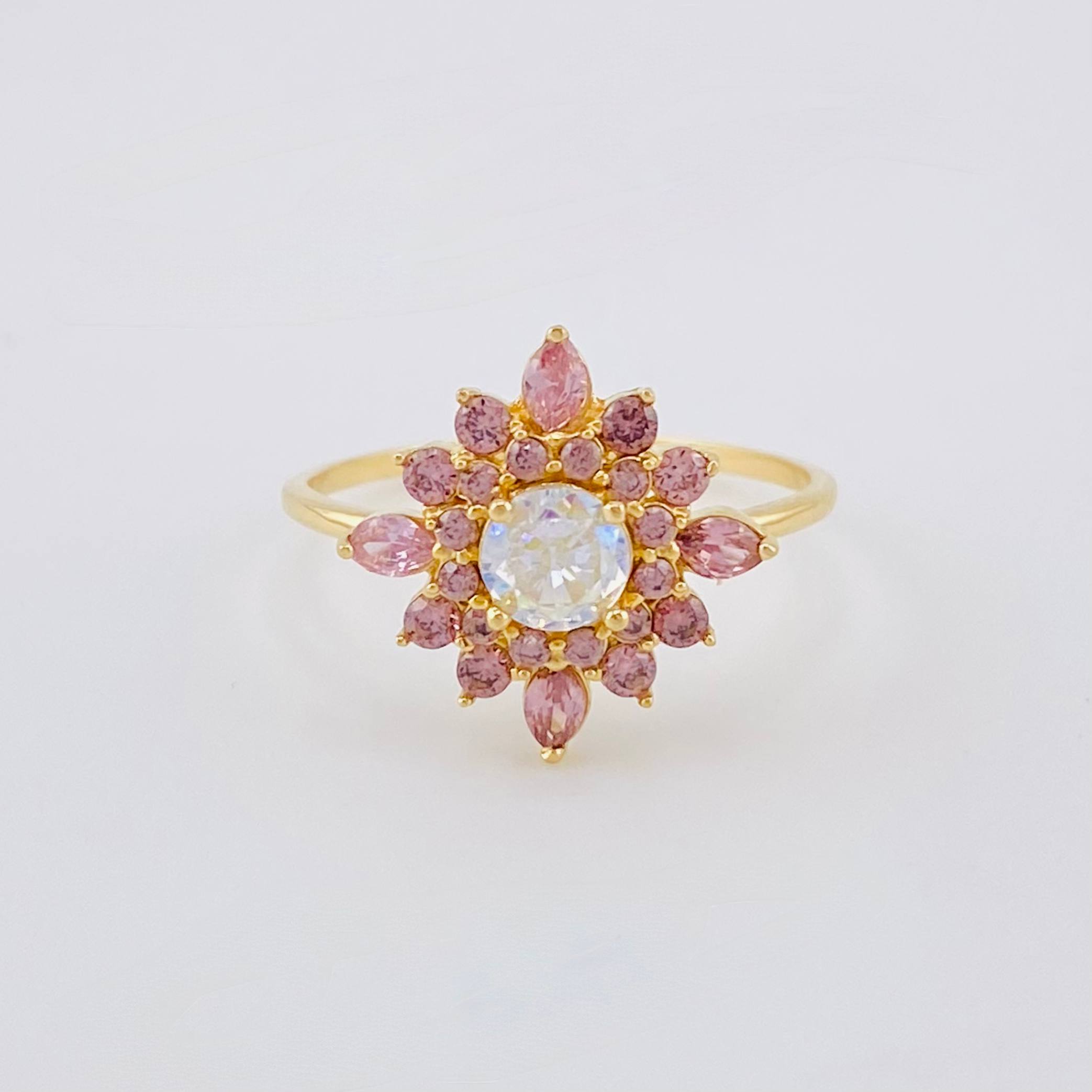 Anillo Flor Estrellada 1.9 g / T6 1/4 Oro Amarillo 18K Nac.Esp.