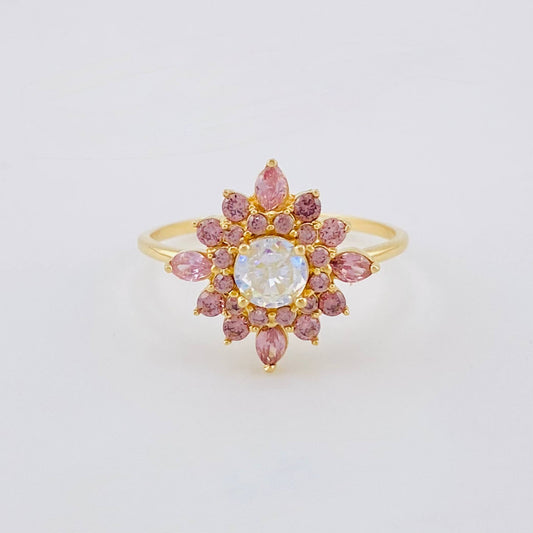 Anillo Flor Estrellada 1.9 g / T6 1/4 Oro Amarillo 18K Nac.Esp.