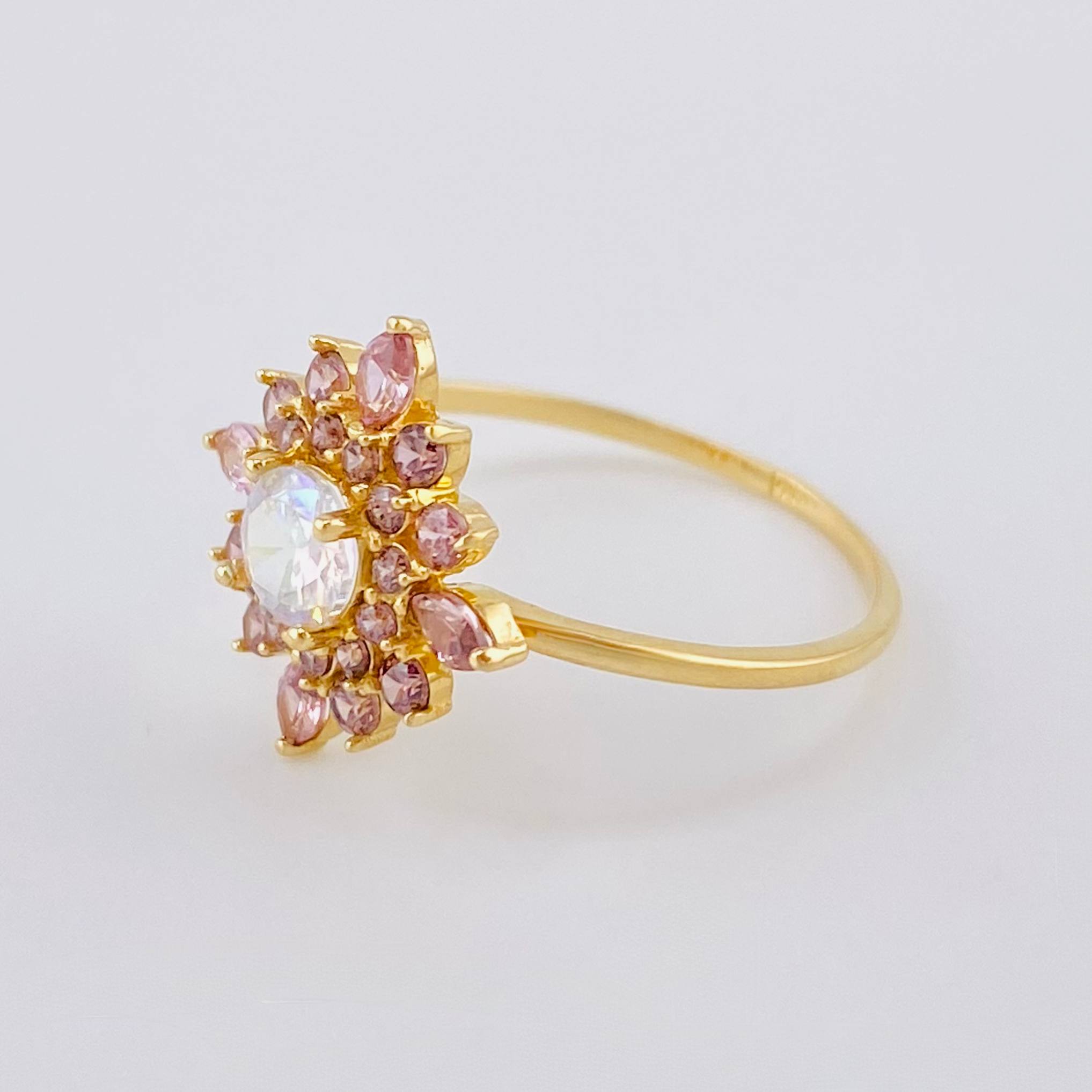 Anillo Flor Estrellada 1.9 g / T6 1/4 Oro Amarillo 18K Nac.Esp.