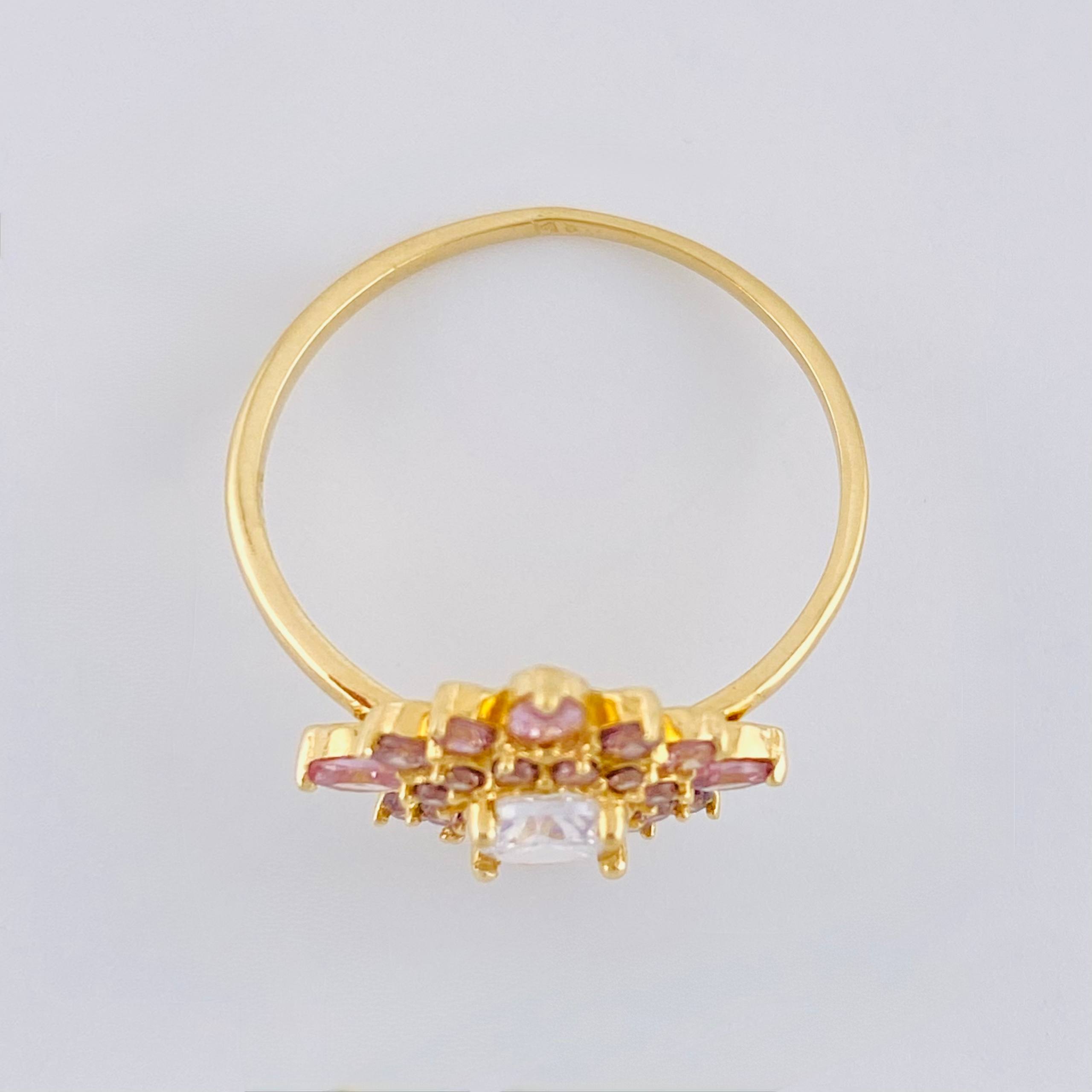Anillo Flor Estrellada 1.9 g / T6 1/4 Oro Amarillo 18K Nac.Esp.