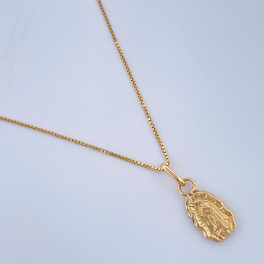 Set Cadena y Dije Veneciana+Virgen Guadalupe 1.2gr / 15 3/4 in / 0.45mm Oro Amarillo 18K $