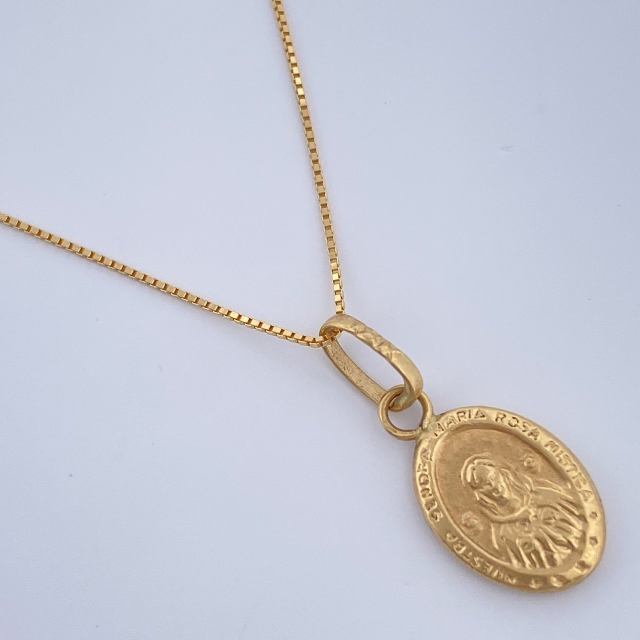 Venetian Chain and Pendant Set + Our Lady Mary Mystical Rose 1.5gr / 18K Yellow Gold &