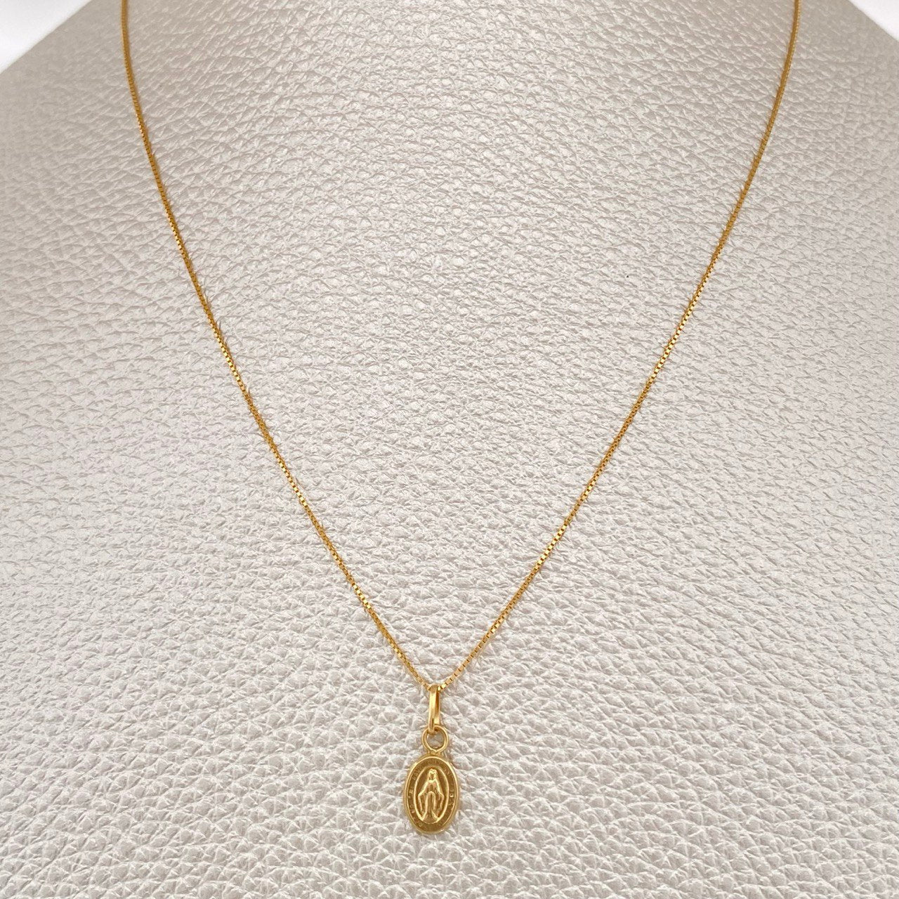 Set Cadena y Dije Veneciana + Virgen Milagrosa 1,3gr / Oro Amarillo 18K &