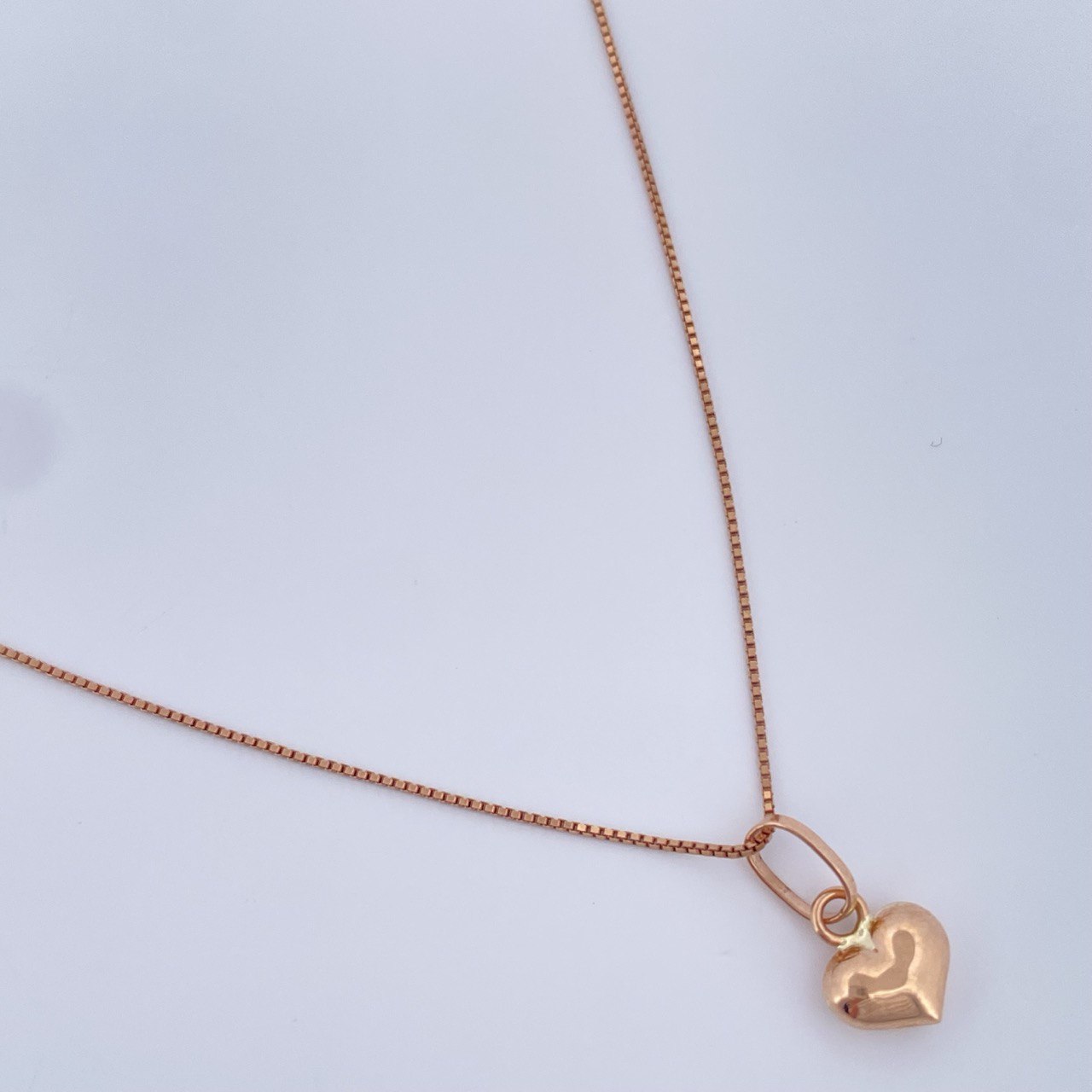 Set Cadena y Dije Veneciana + Corazon Soplado 1,55gr / Oro Rosa 18K &