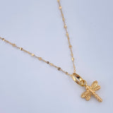 Set Cadena y Dije Flor Espejo +  Libelula 0,75gr / Oro Amarillo 18K &