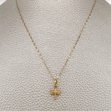 Set Cadena y Dije Flor Espejo +  Libelula 0,75gr / Oro Amarillo 18K &