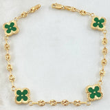 Bracelet GC Clover Green 3.95gr / 7.1in / 18K Gold Yellow ©