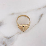 Shield Cross Ring 6.2gr / Size 9 / Black and White Zircons 18K Yellow Gold #
