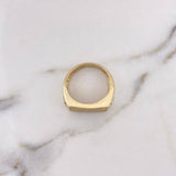 Rectangular Cross Ring 8.45gr / Size 10 3/4 / White Zircons Two-tone Yellow and White Gold 18K #