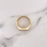 Square Tribal Ring 8.8gr / Size 10 1/2 / White Zircons Two-tone Yellow and White Gold 18K #