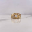 Anillo Rombo 8.3gr / T10 3/4 / Circones Blancos Oro Amarillo 18K #