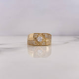 Anillo Rombo 8.3gr / T10 3/4 / Circones Blancos Oro Amarillo 18K #