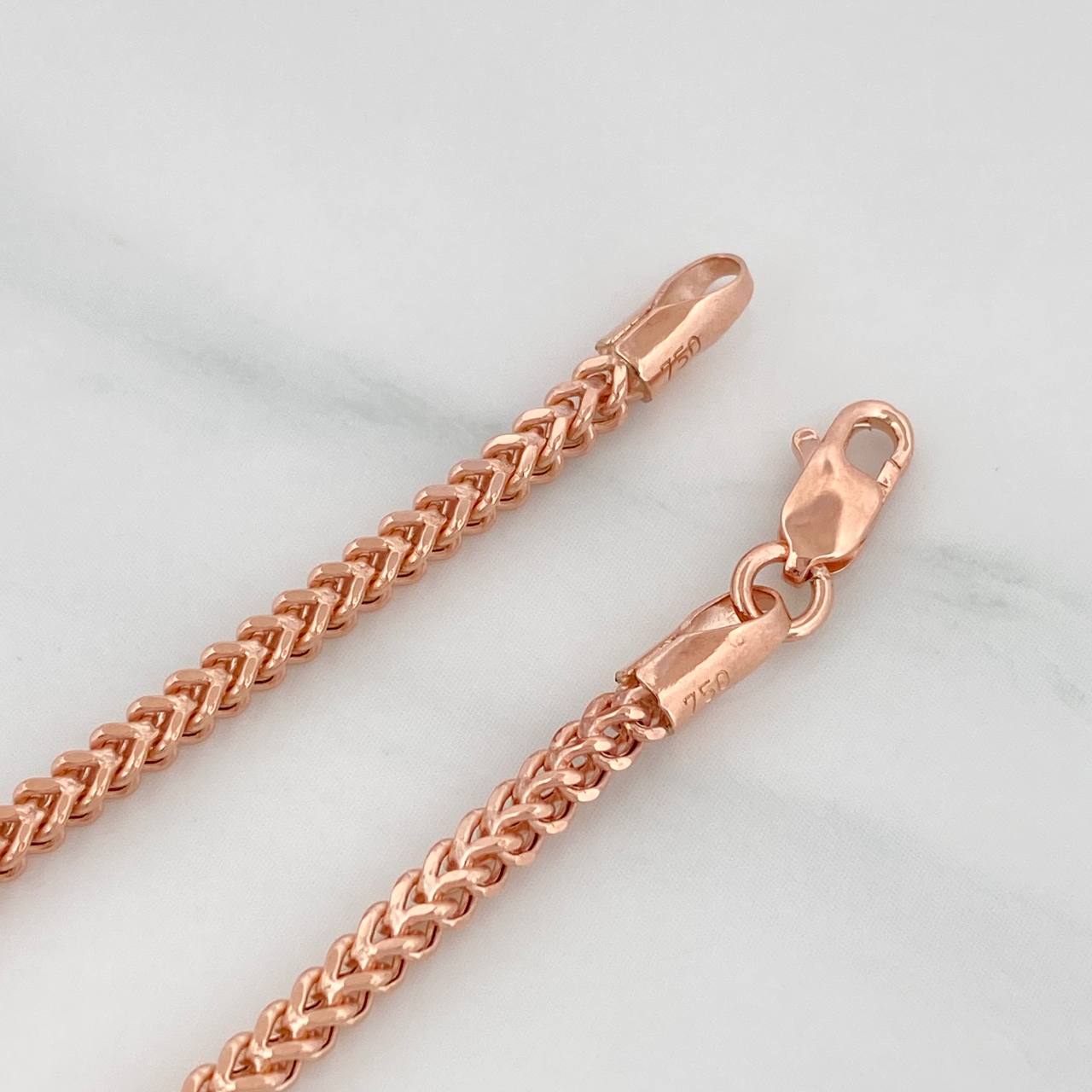 Pulso Franco 3.5g / 7 3/4 in / 2.21mm Oro Rosa 18K