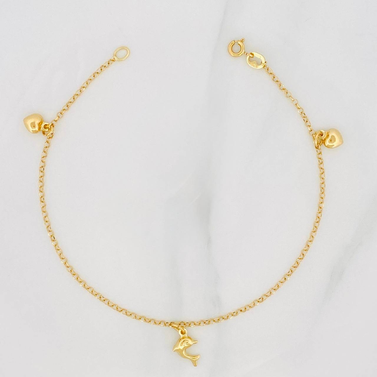 Tobillera Rolo Figuras 3.1g / 9 1/2 in / 1.82mm Oro Amarillo 18K