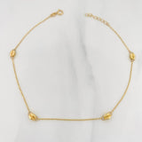 Tobillera Aro Seguido Cafe 1.75g / 9 3/4 in / 1.3mm Oro Amarillo 18K