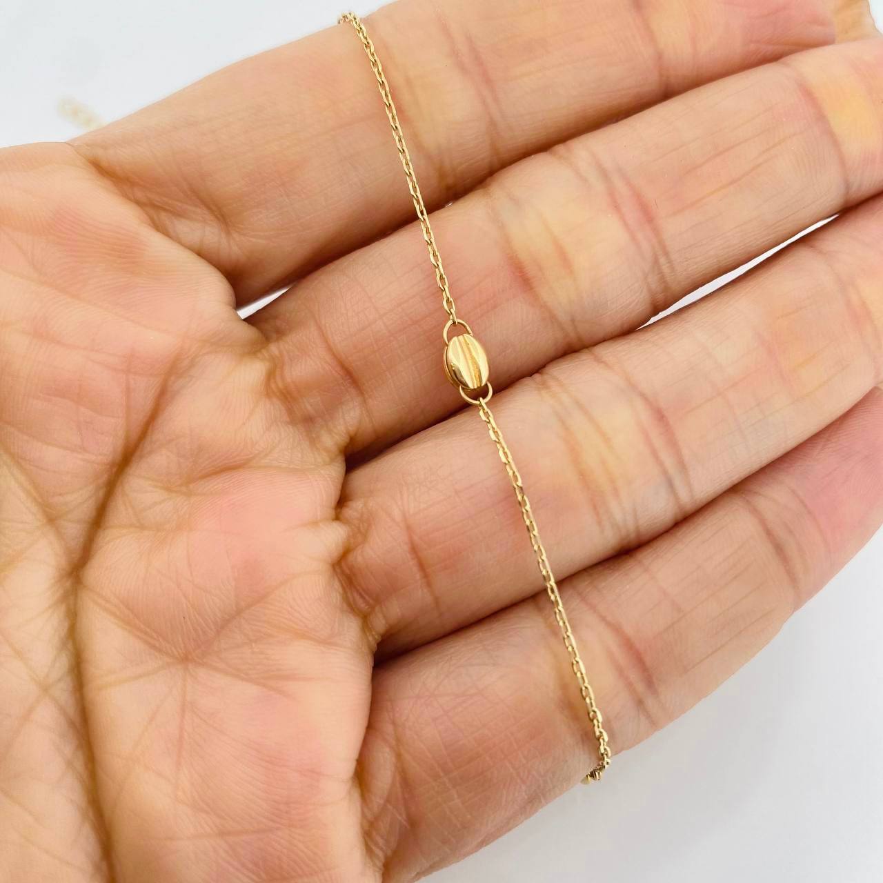 Tobillera Aro Seguido Cafe 1.75g / 9 3/4 in / 1.3mm Oro Amarillo 18K