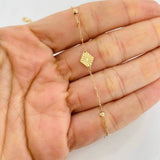 Alternating Rhombus Box Anklet 1.65g / 9 3/4 in / 0.85mm 18K Yellow Gold