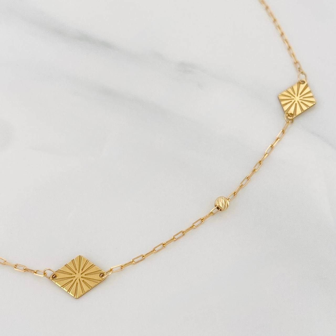 Alternating Rhombus Box Anklet 1.65g / 9 3/4 in / 0.85mm 18K Yellow Gold