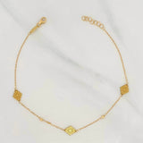 Alternating Rhombus Box Anklet 1.65g / 9 3/4 in / 0.85mm 18K Yellow Gold
