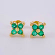 Clover Stud Earrings Emerald 60Pts 1.95 g / 2 3/4 in 18K Yellow Gold