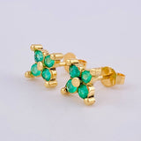Clover Stud Earrings Emerald 60Pts 1.95 g / 2 3/4 in 18K Yellow Gold