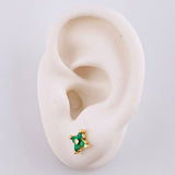 Clover Stud Earrings Emerald 60Pts 1.95 g / 2 3/4 in 18K Yellow Gold