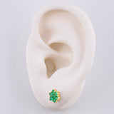 Stud Earrings with Floral Design Emeralds 51Pts 1.5 g / in / 7.5 mm Yellow Gold 18K