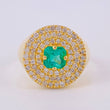 Dense Sun Ring Diamonds 72Pts Emerald 40Pts 6.25 g / T7 Yellow Gold 18K