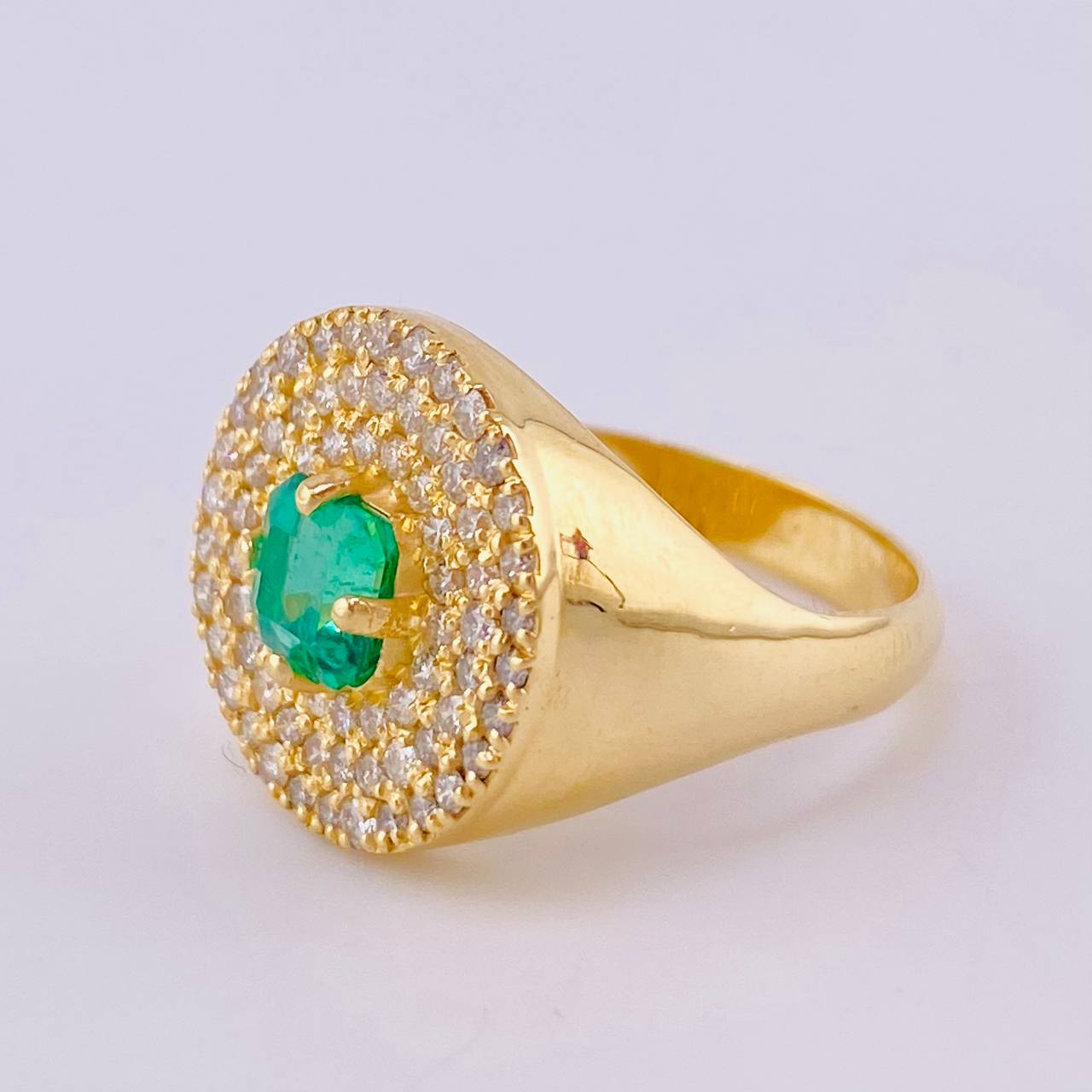 Dense Sun Ring Diamonds 72Pts Emerald 40Pts 6.25 g / T7 Yellow Gold 18K