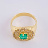 Dense Sun Ring Diamonds 72Pts Emerald 40Pts 6.25 g / T7 Yellow Gold 18K