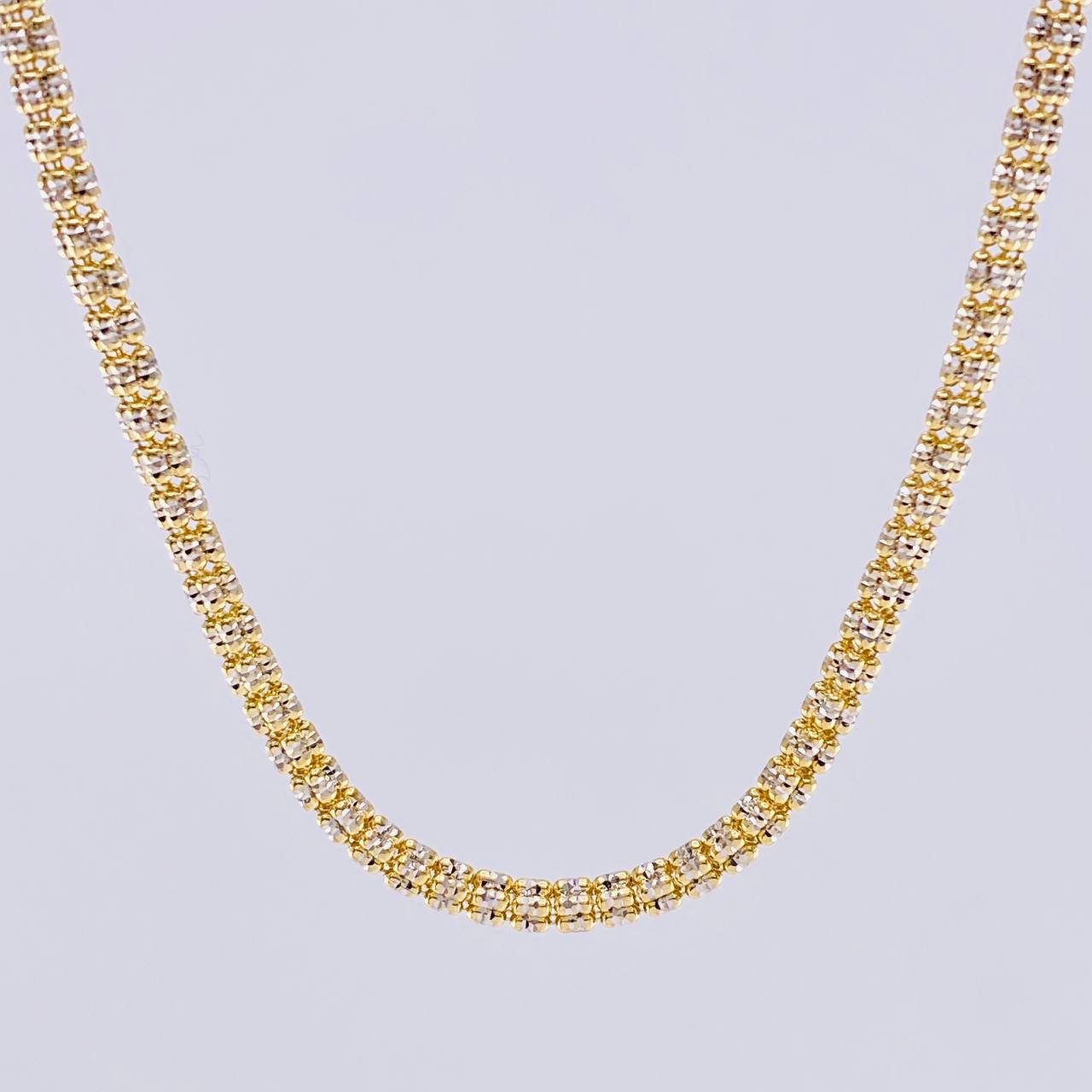 Cadena Ice 19.05g / 60cm / 3.1mm Dos Oros Amarillo Blanco 18K